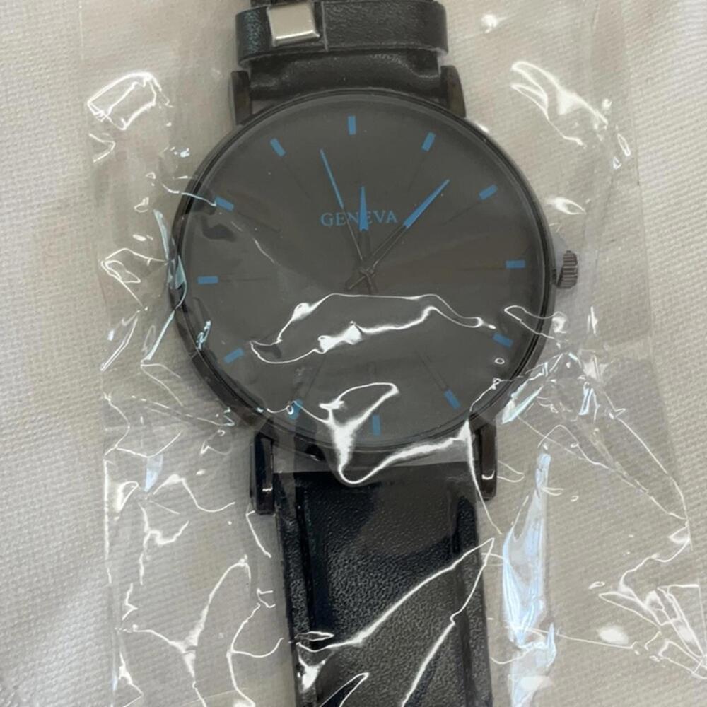 Mens black 3 piece jewelry set, watch necklace and bracelet New - Picture 5 of 7